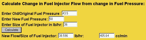 Fuel Pressure Injector Flow Calculator